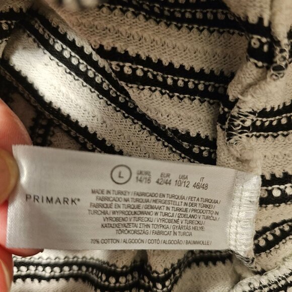 Striped High-Waisted Black & White Shorts Size L By Primark Cotton Blend Comfort - Picture 4 of 8